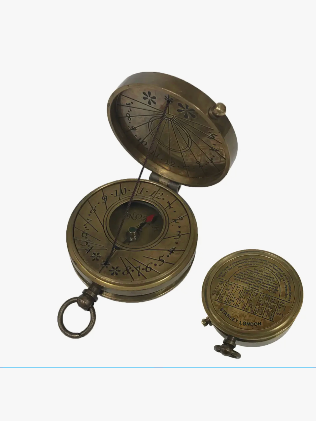 Madison Bay Co. 1-3/4" Antiqued Solid Brass Sundial Compass