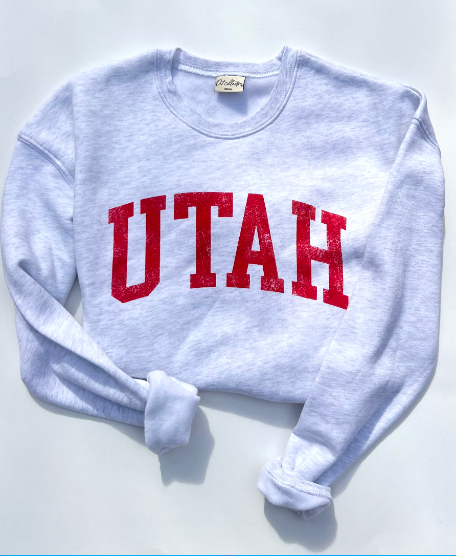 UTAH Graphic Sweatshirt (White Heather w/ Red Print)