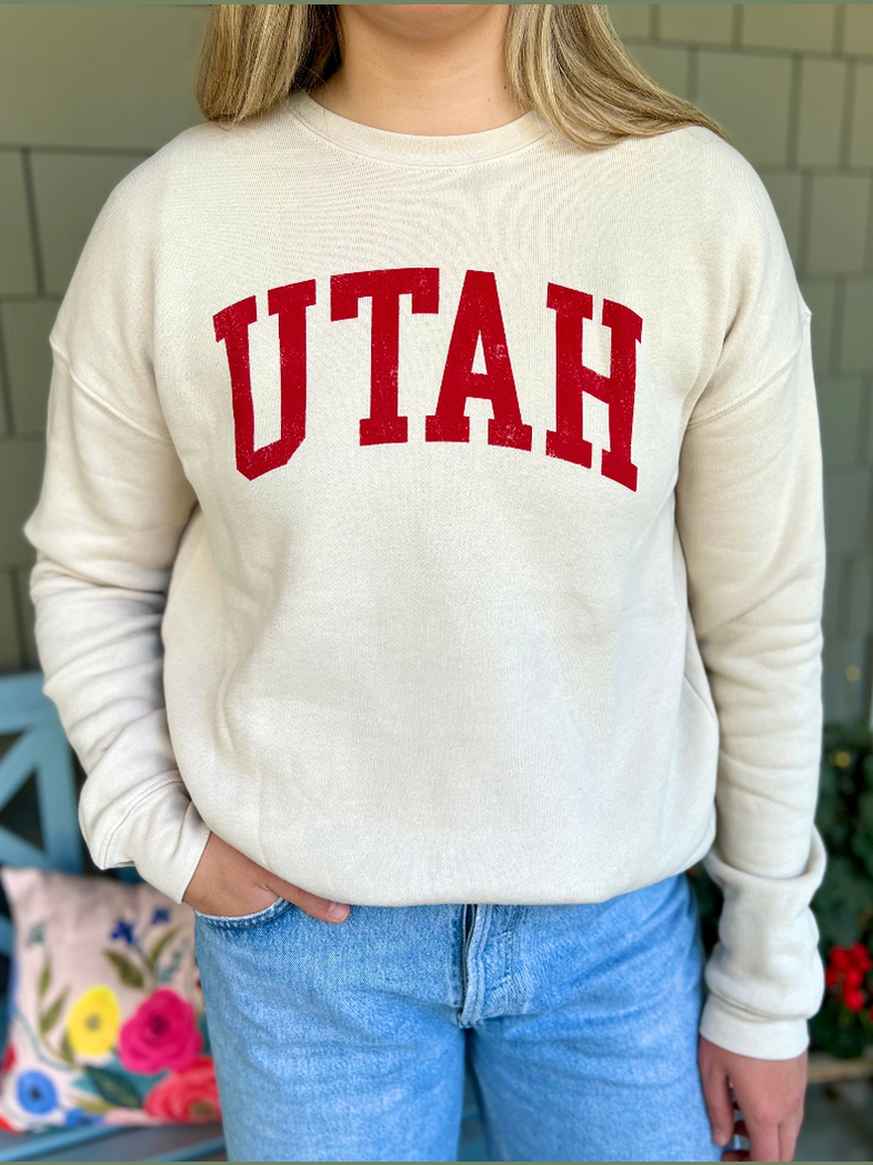 UTAH Graphic Sweatshirt (Heather Dust w/ Red Print)