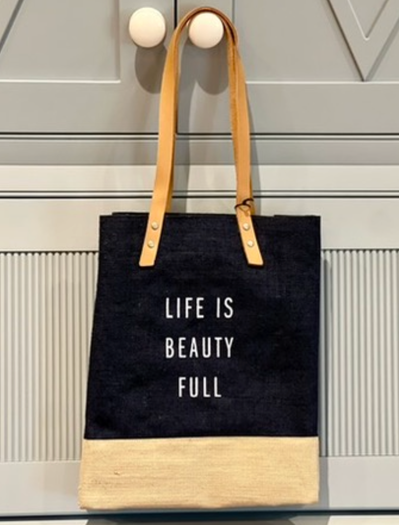 Navy Tote "Life is Beauty Full"
