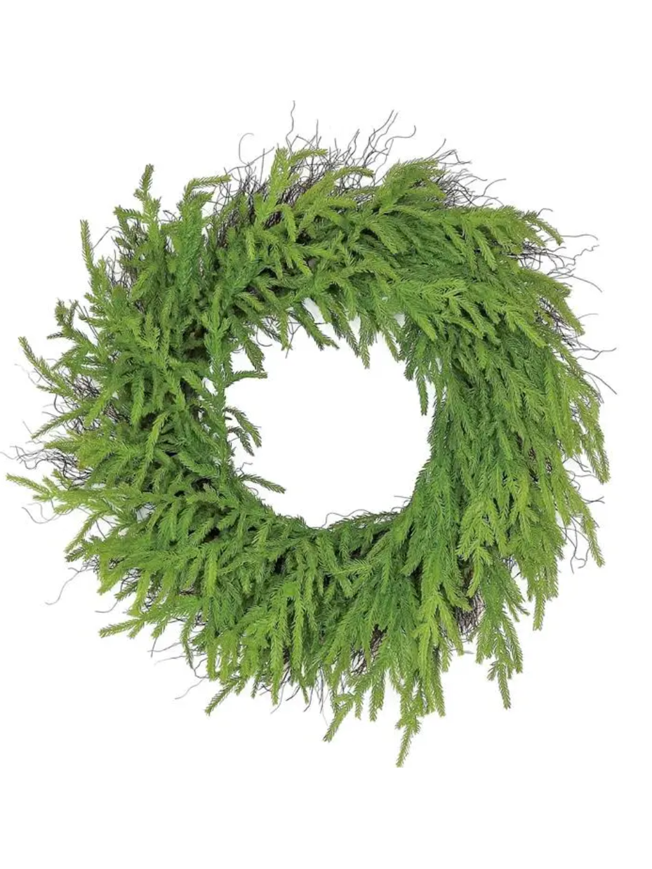 Norfolk Pine Wreath, 27", Green