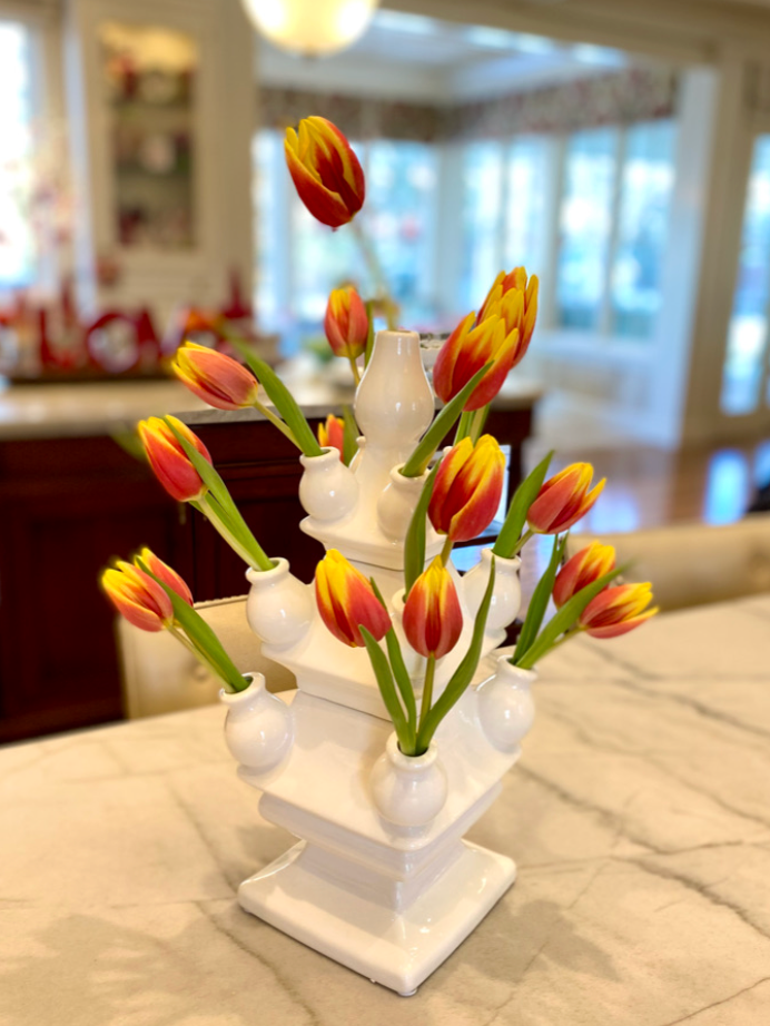 Tulip Vase threepartite white