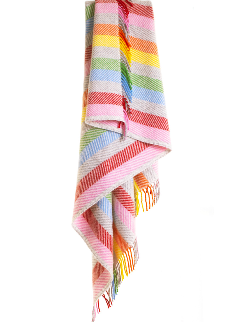 Tweedmill Lambswool Throw - Wales UK, (Rainbow)