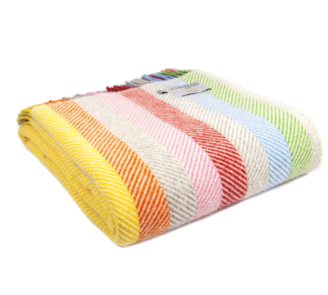 Tweedmill Lambswool Throw - Wales UK, (Rainbow)