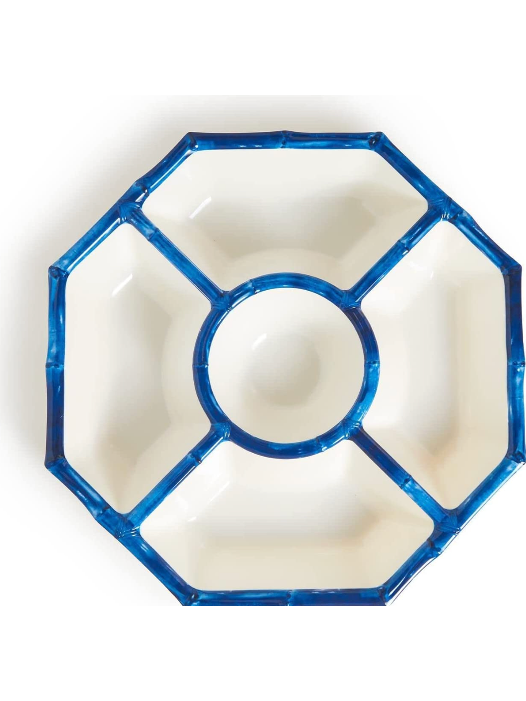 Two's Company Blue Bamboo Touch Chip and Dip