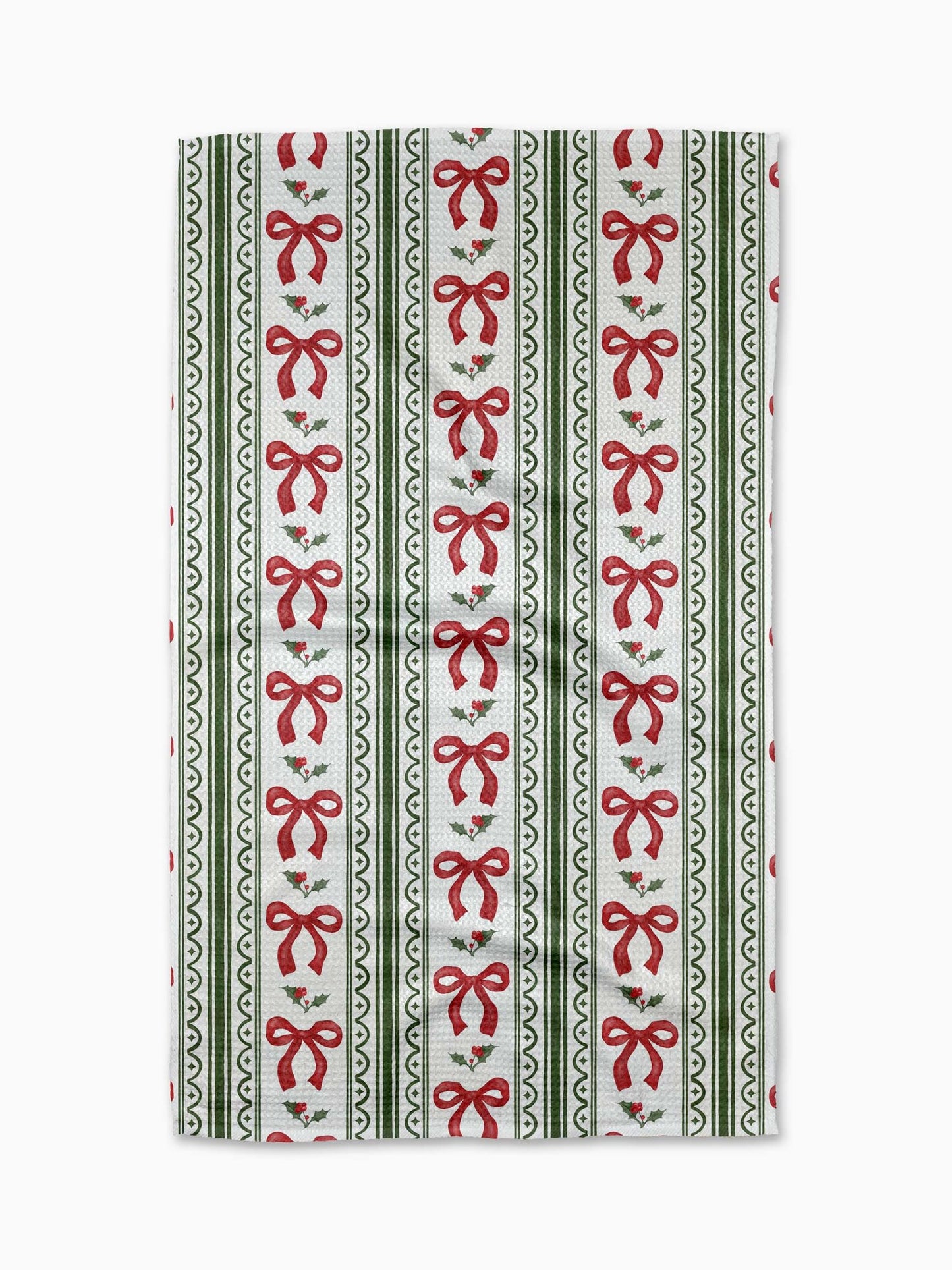 Christmas Bow Stripe Tea Towel