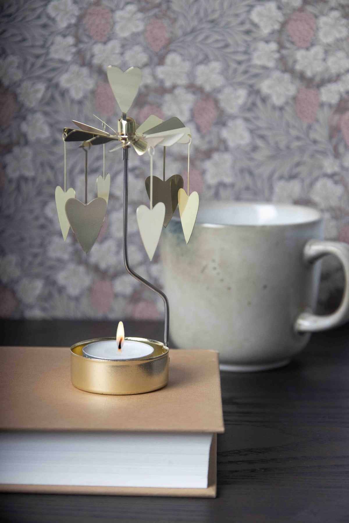 Gold Heart Rotary Candleholder