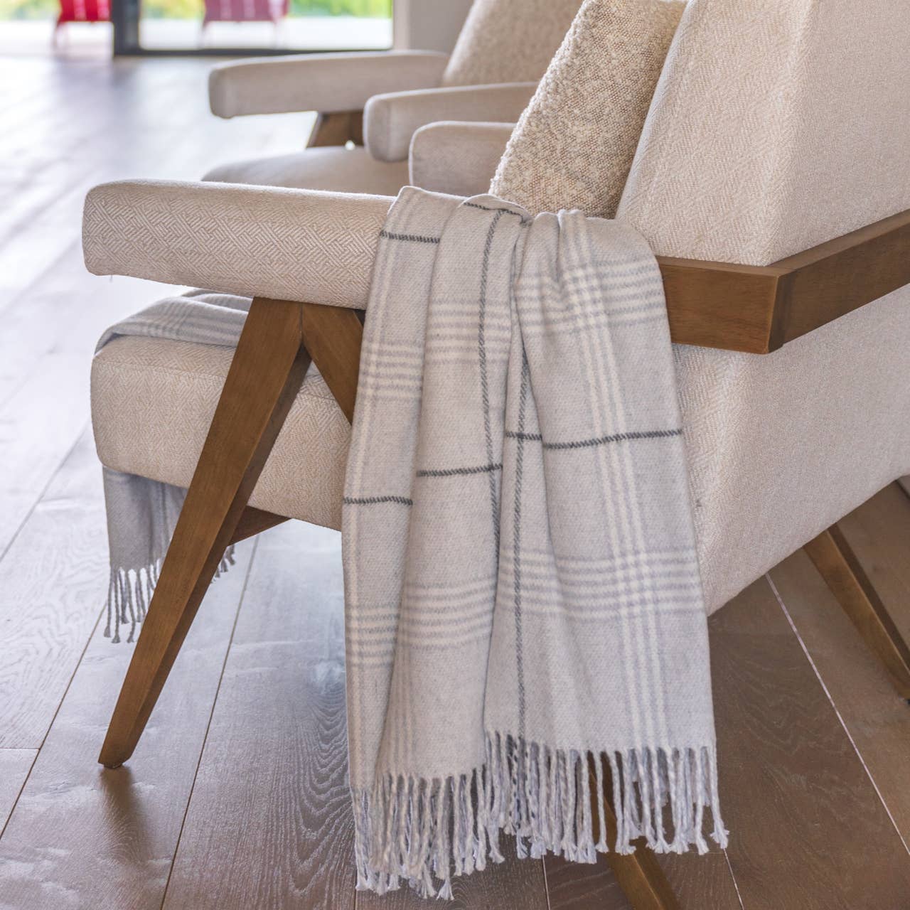 Windowpane Plaid Throw (Sky)