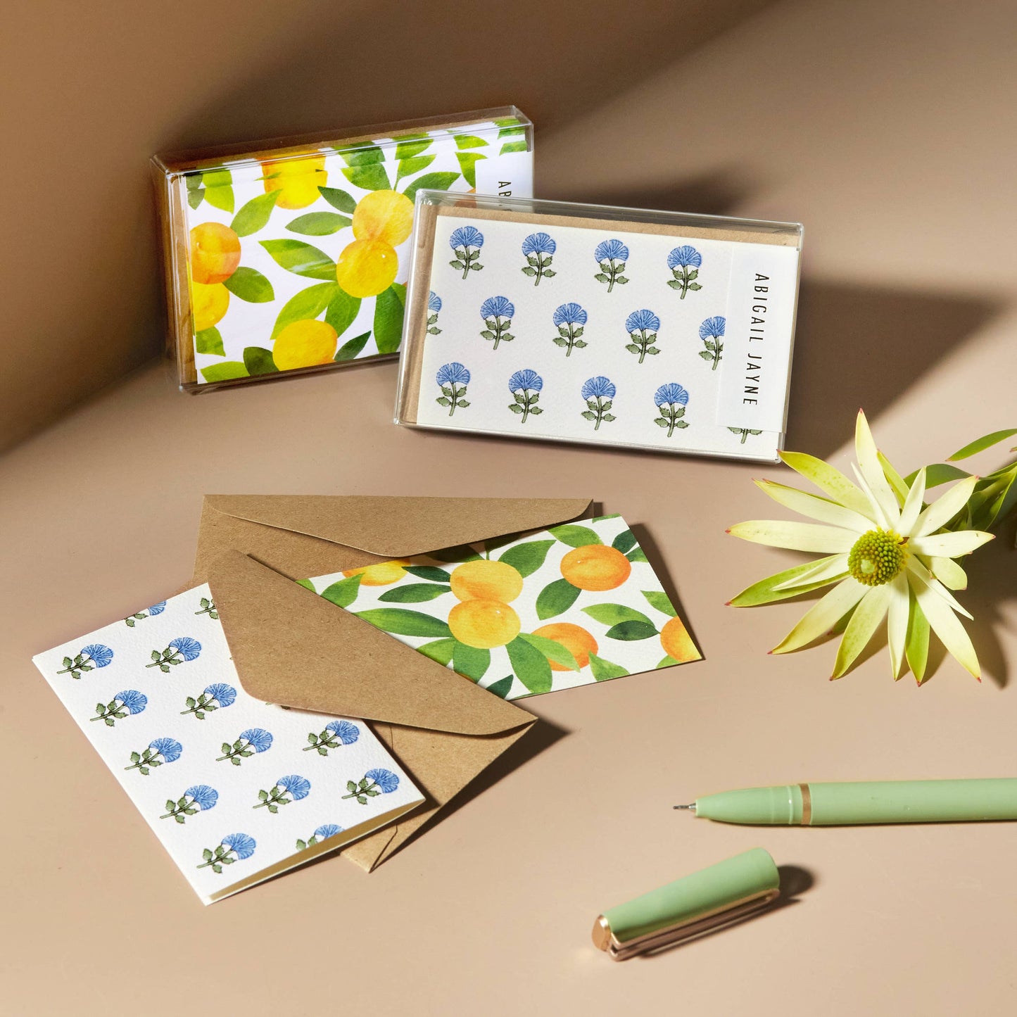 Block Print Mini Cards- Boxed Set of 6