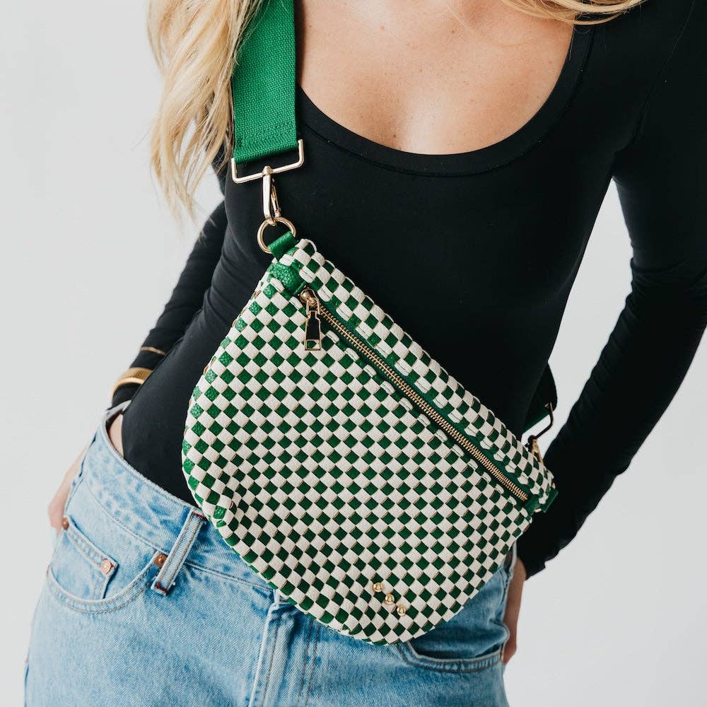 Westlyn Woven Bum Bag Wholesale - NEW COLOR ADDED!: Checkered Emerald