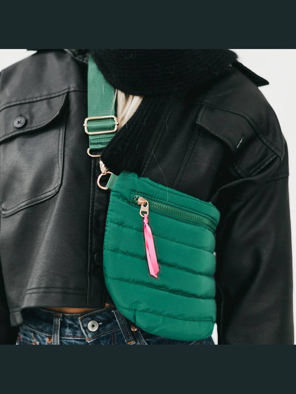 Jolie Puffer Bum Bag: Emerald Green