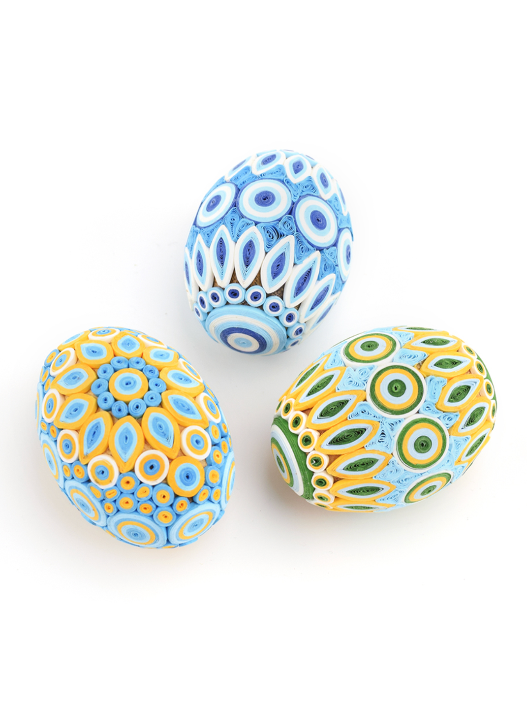 blue and gold quill eggs