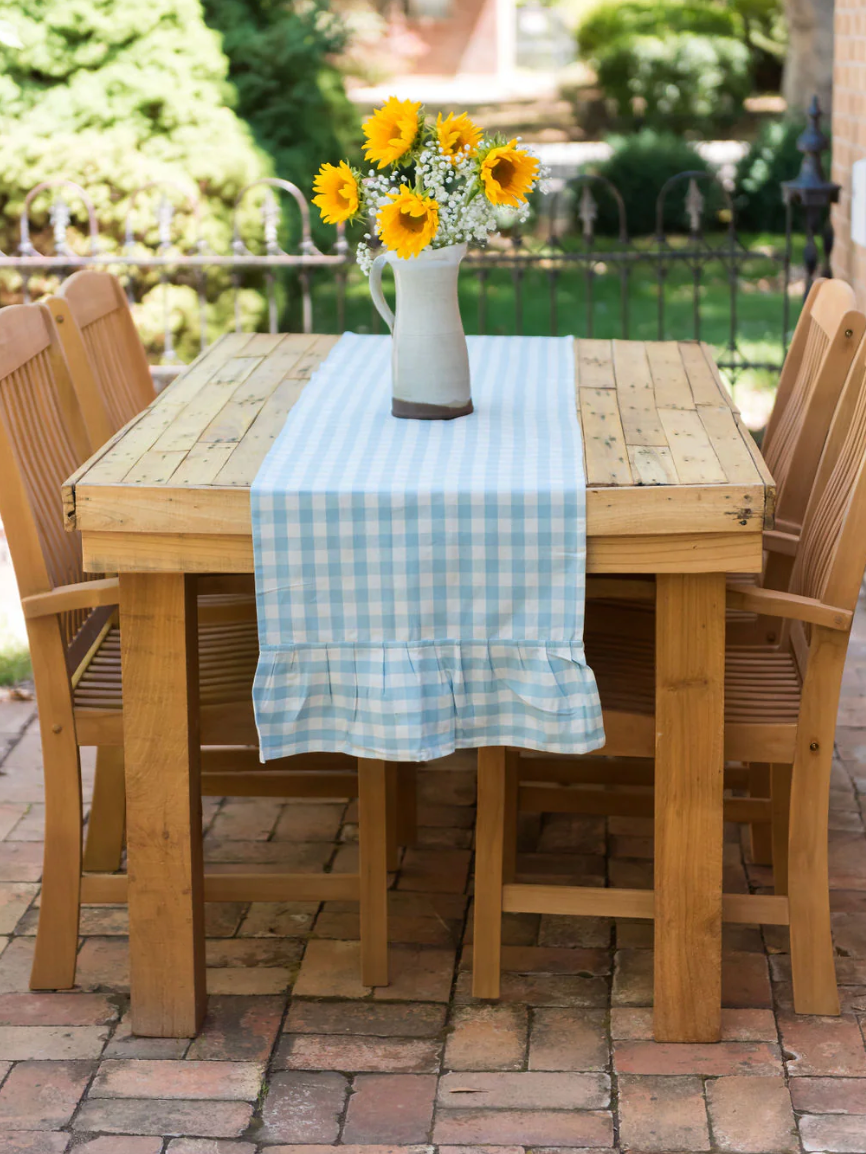 Blue Gingham Table Runner by Galley and Fen