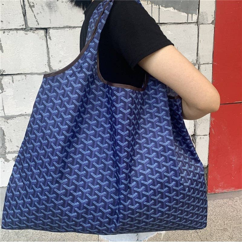 Foldable Large Capacity Shoulder Shopping Bag: BLUE