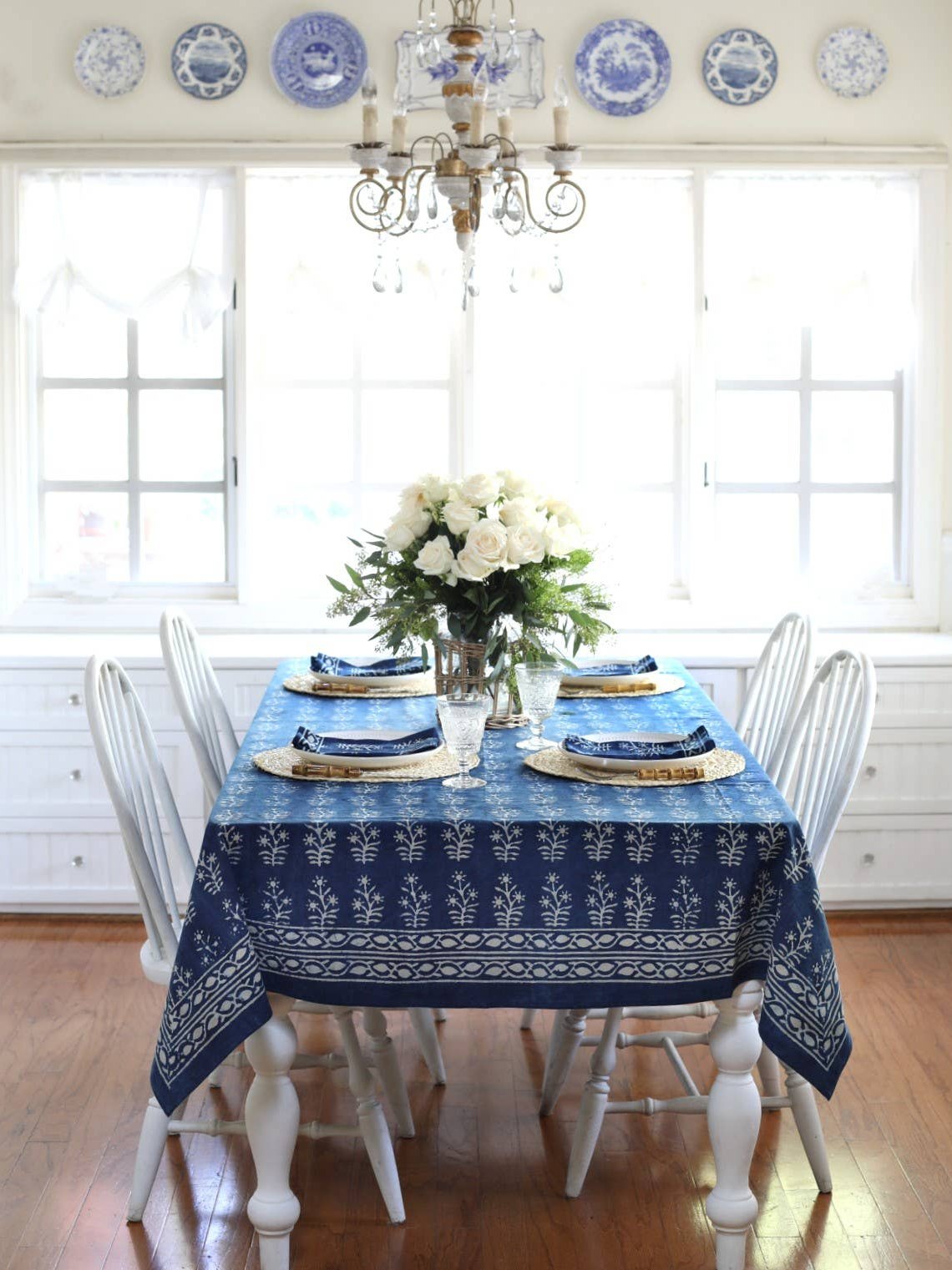 Tablecloth Lawrence Indigo: 60x60
