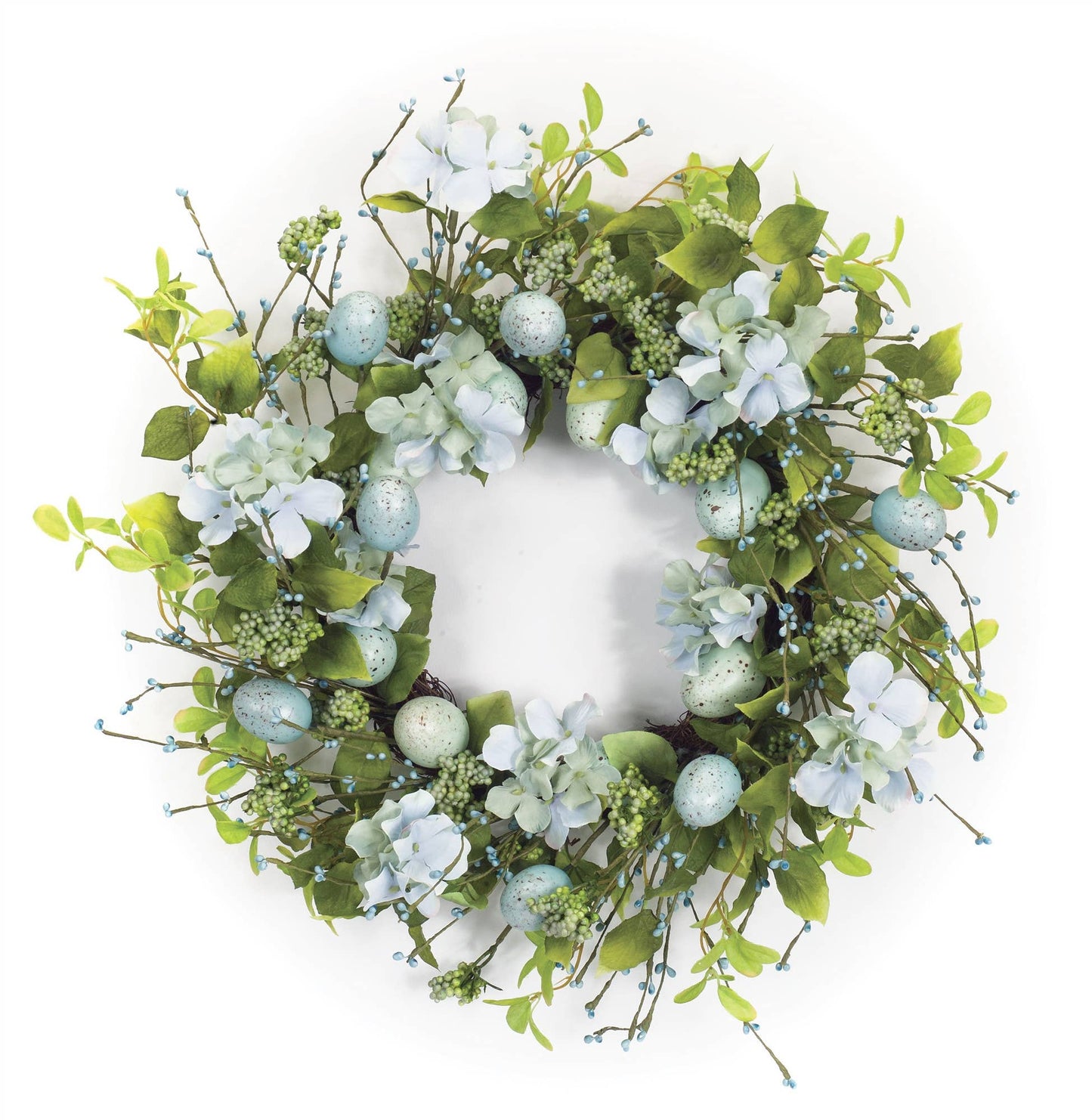 22" Blue And Green Spring Mixed Assortment Artificial Wreath