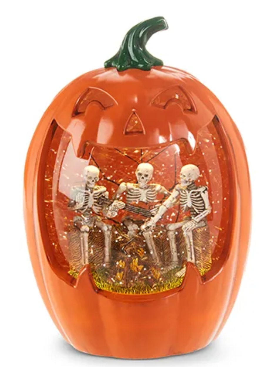 Campfire Skeletons Lighted Water Pumpkin