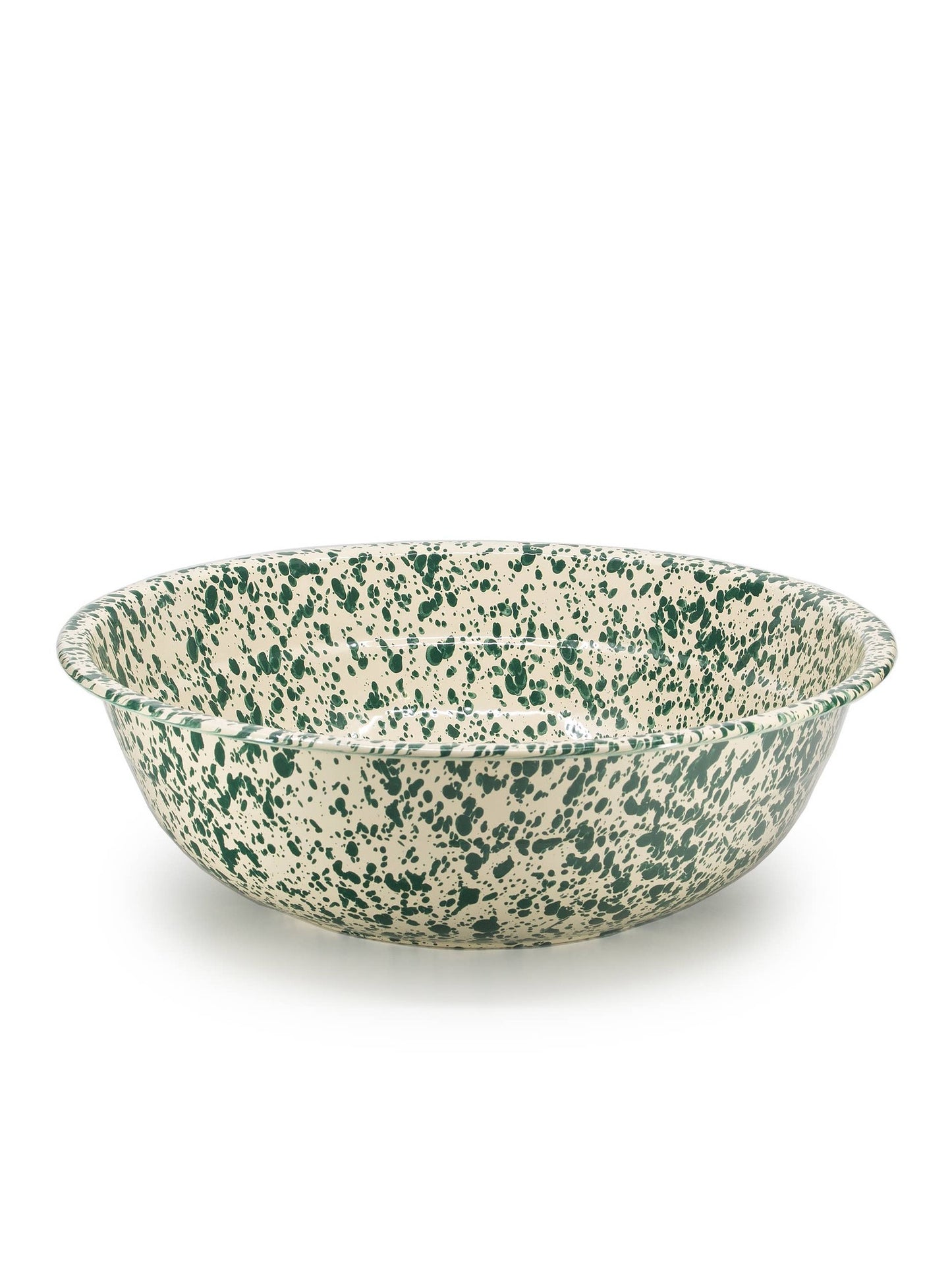Splatter Enamelware Medium Basin: Green & Cream