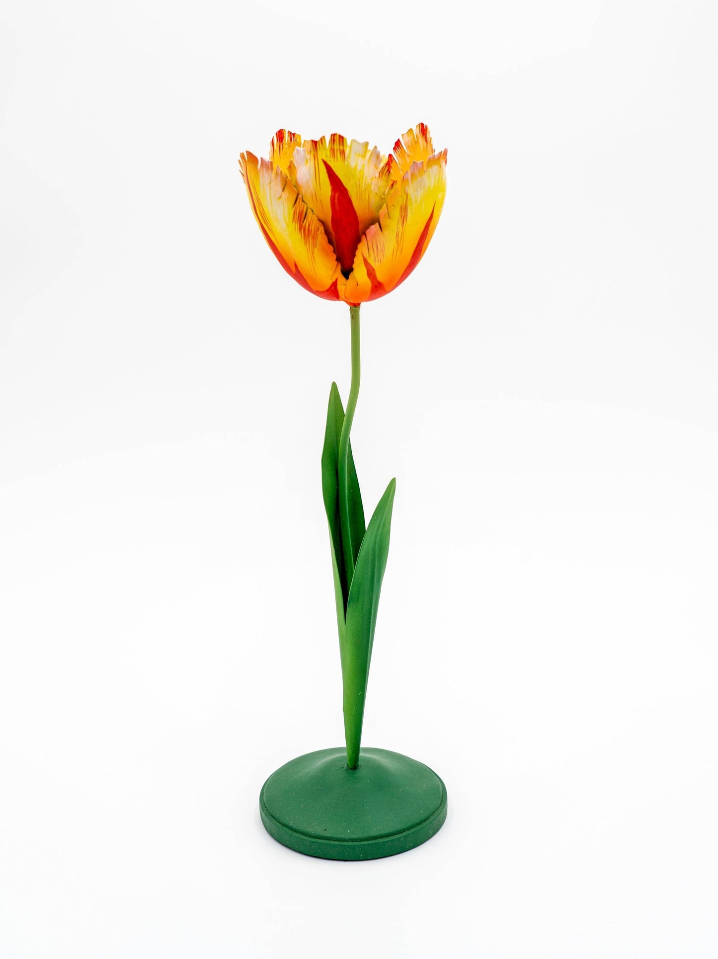 Tulip Candleholders 12": Yellow/Red Flaming Parrot