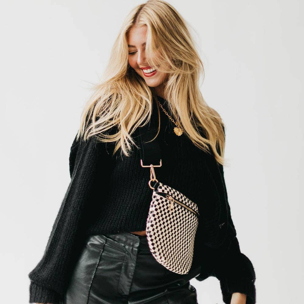 Westlyn Woven Bum Bag Wholesale - NEW COLOR ADDED!: Checkered Emerald