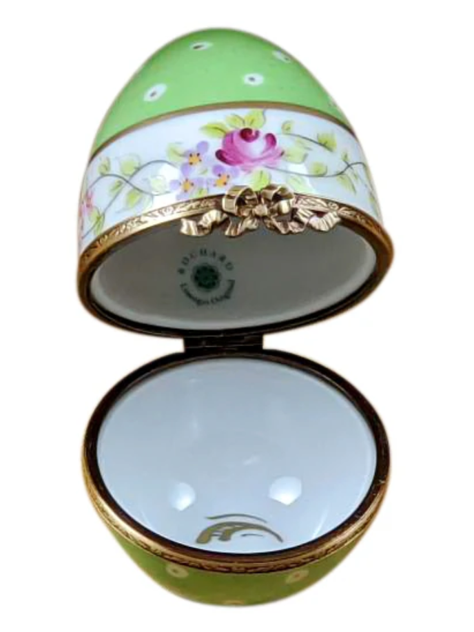 Rochard "Green Egg with Flowers" Limoges Box