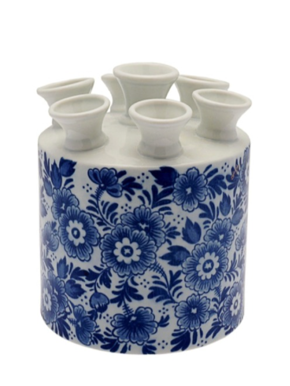 Dutch Cylinder Floral Motif Tulip Vase