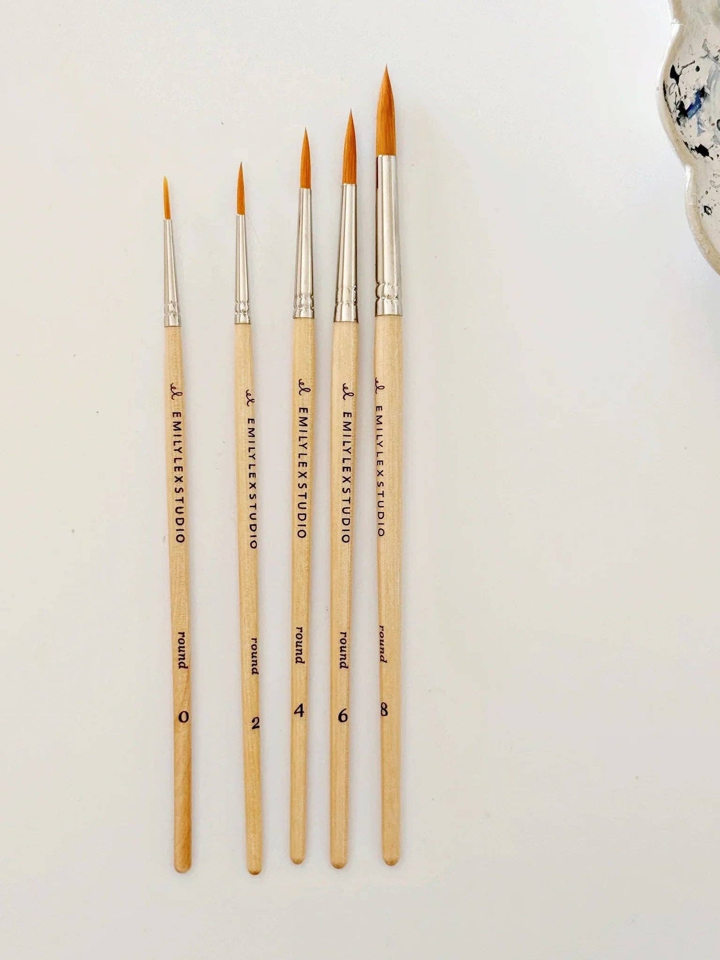 Watercolor paintbrush set of five wood brushes