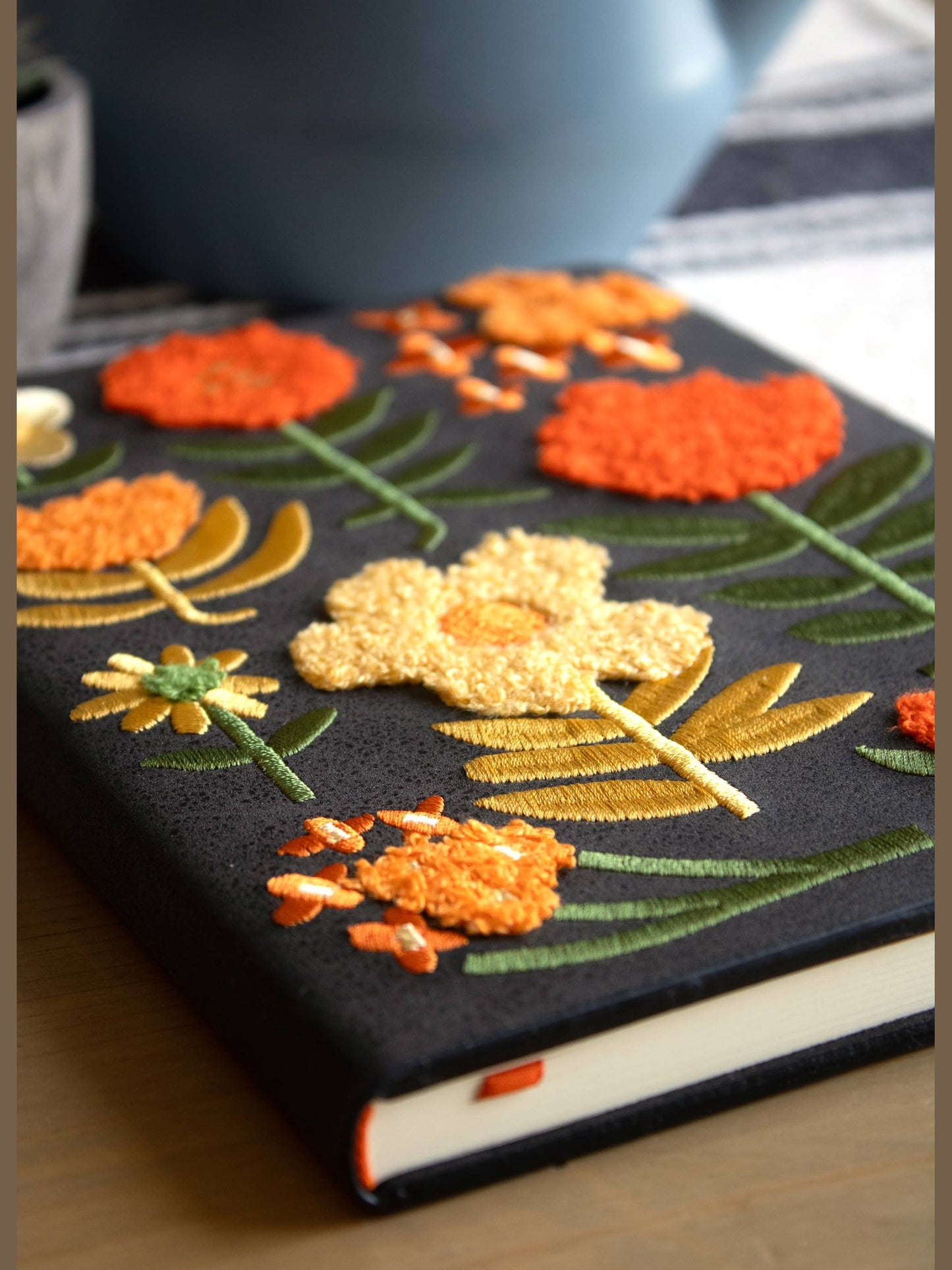 Chunky Flowers Embroidered Journal Notebook