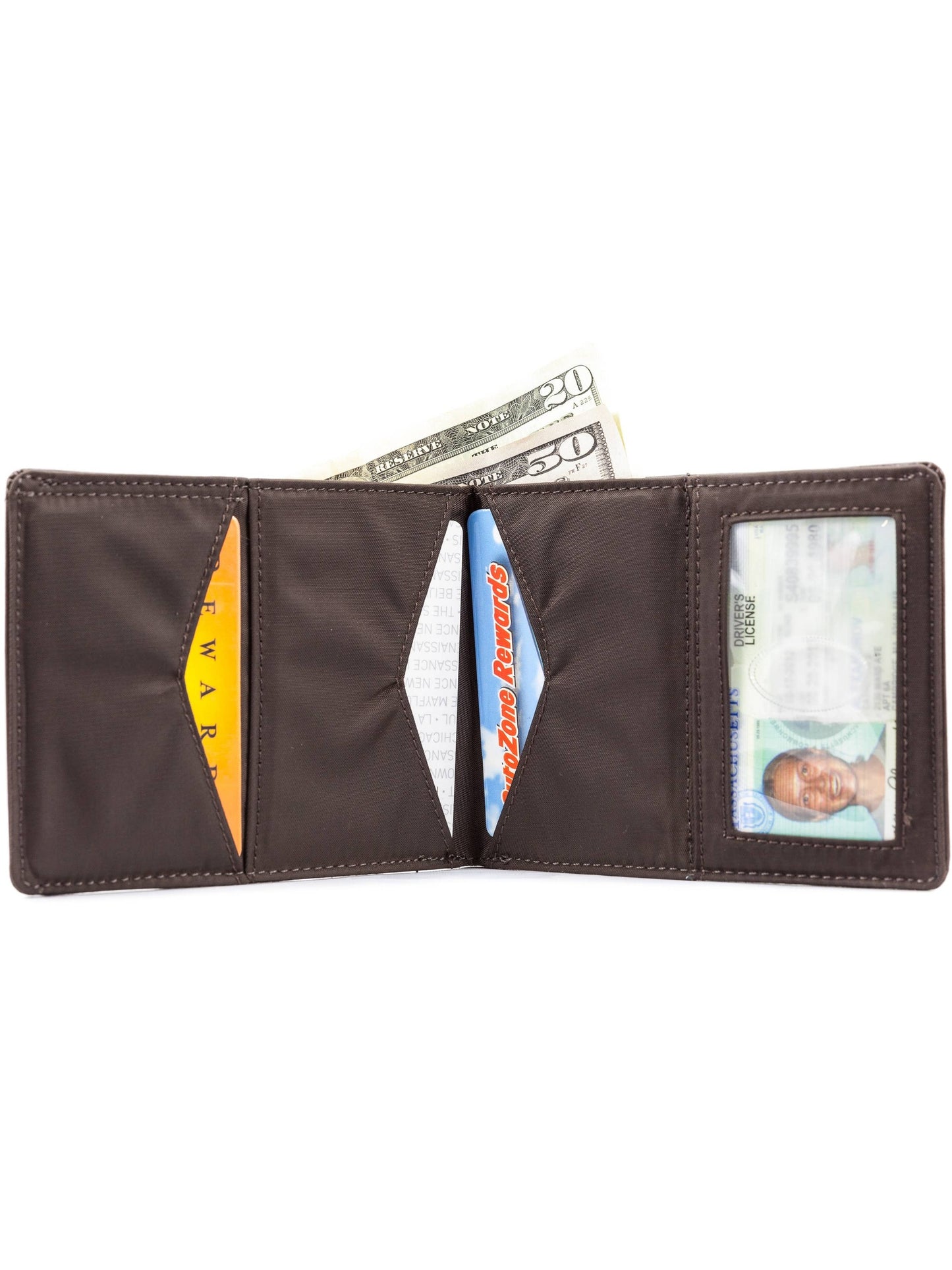 Leather Super Skinny Bifold Wallet - Brown