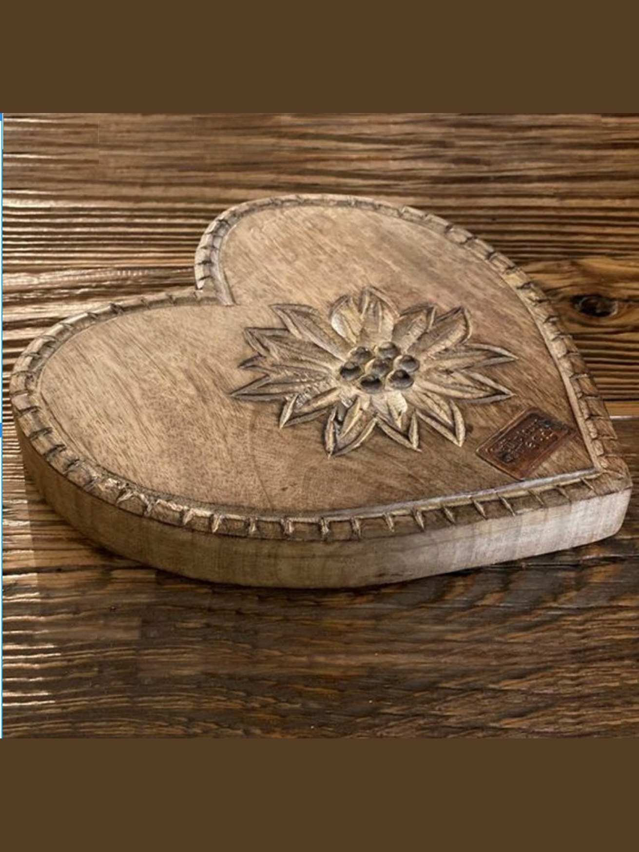 French Burnt Wooden Heart Trivet