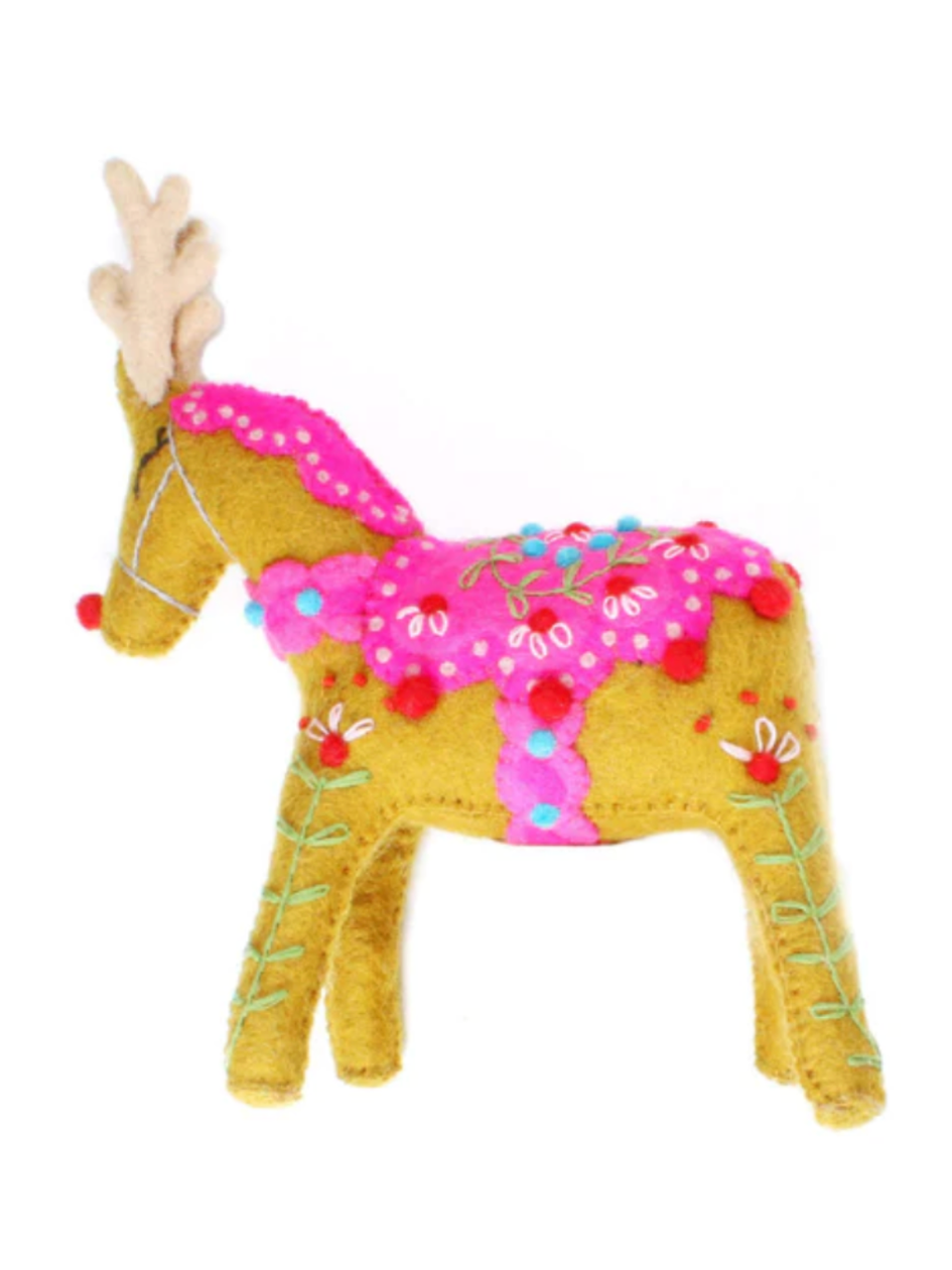 French Knot Mustard Reindeer Topper