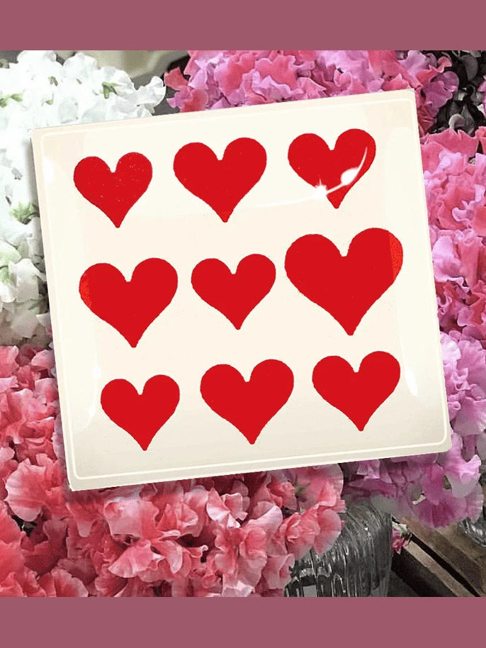 Nine Of Hearts Decoupage Glass Tray