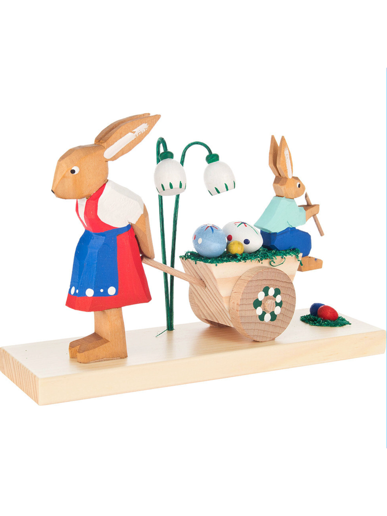 Dregeno Easter Figures, Rabbit Mother And Son on Cart