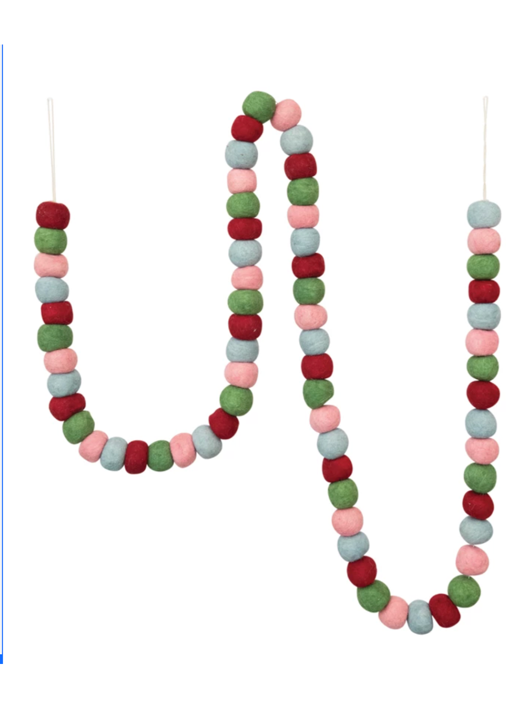 72" Multi Color Wool Felt Ball Garland