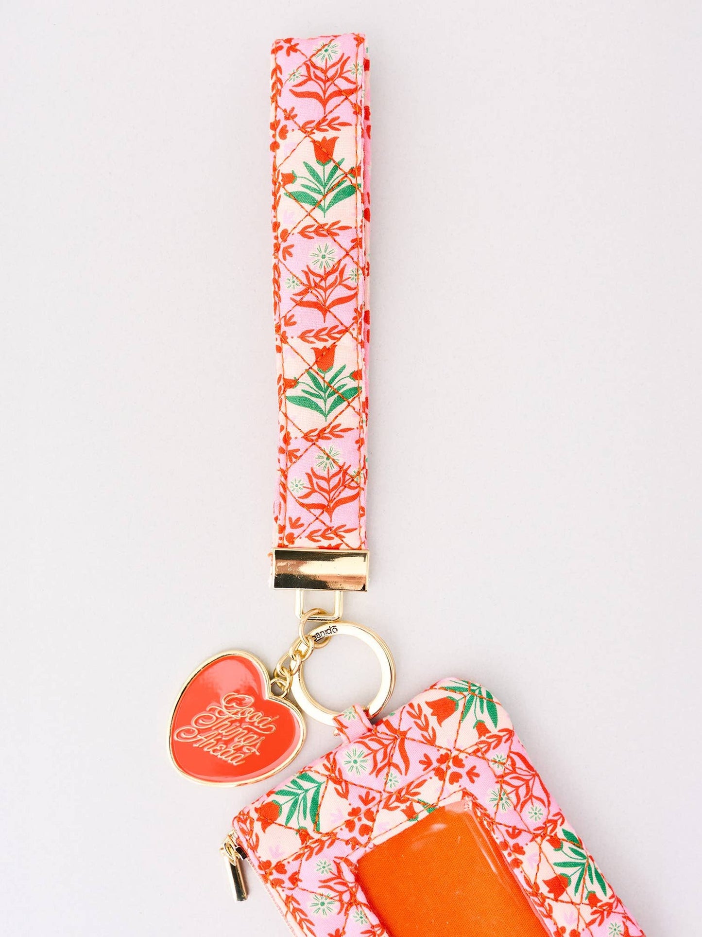 Wristlet, Pink Tile Floral