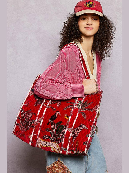 Quilted Large Everyday Tote Bag: Yellow / OS