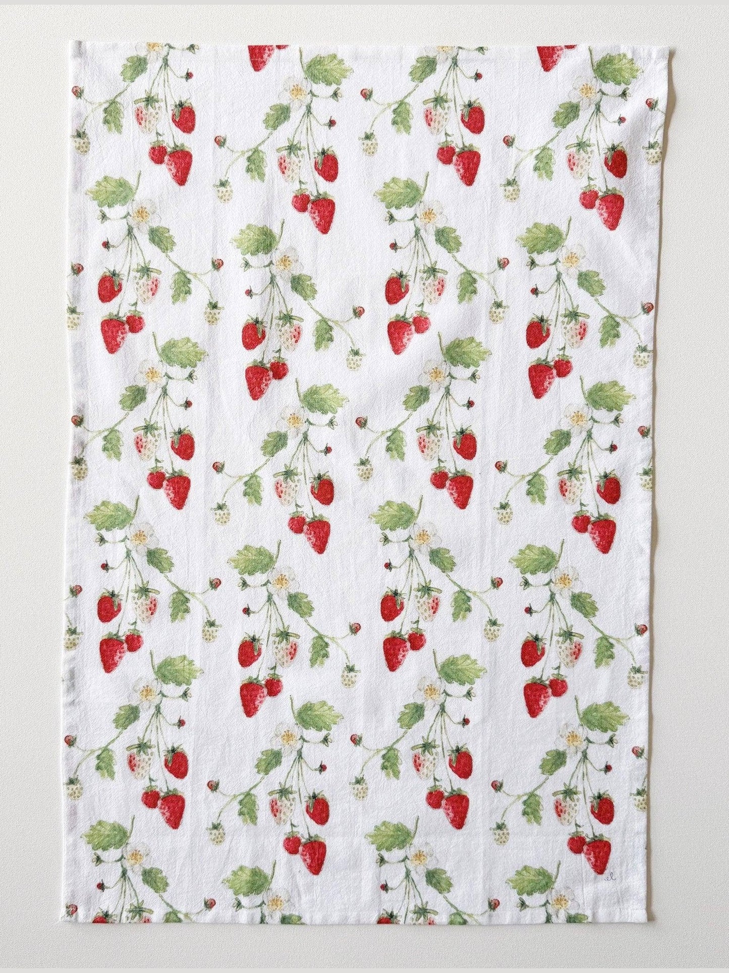 Strawberry cotton flour sack tea towel