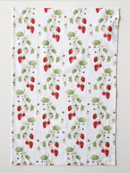 Strawberry cotton flour sack tea towel
