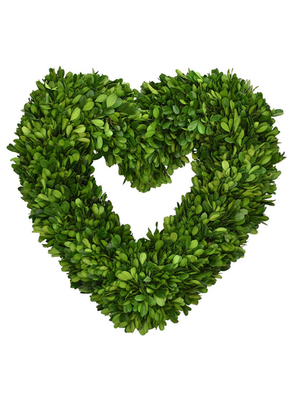 Preserved Boxwood Heart Wreath - 16 Inch