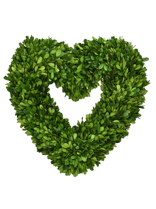 Preserved Boxwood Heart Wreath - 16 Inch