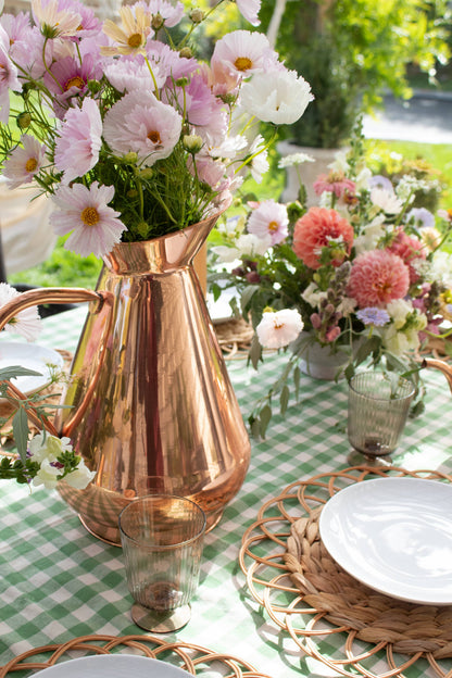 Moss Ruffled Gingham Tablecloth: 60"x150"