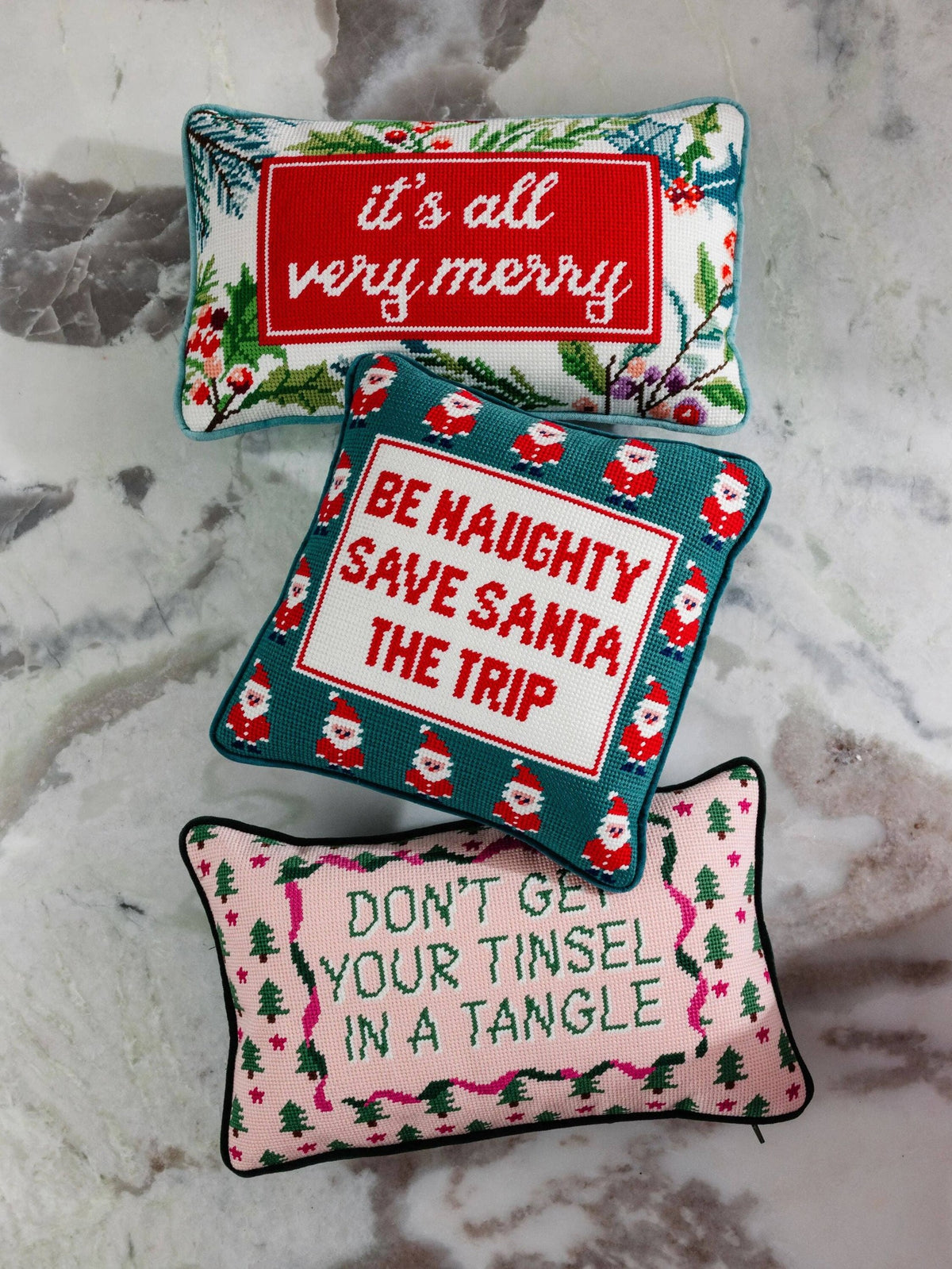 Very Merry Needlepoint Pillow