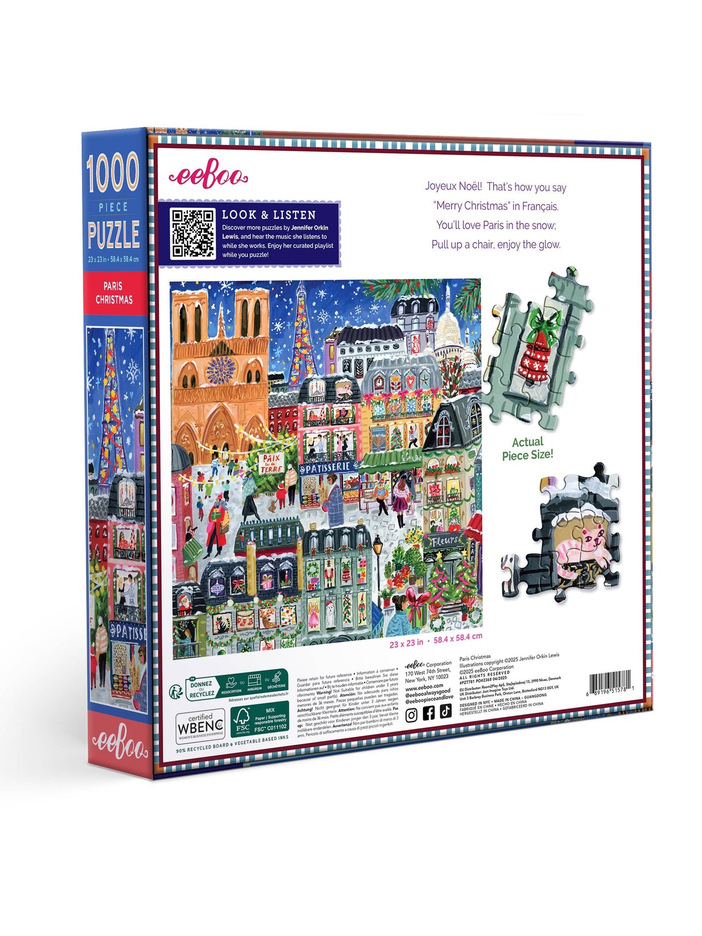 eeBoo Paris Christmas 1000 Piece Puzzle