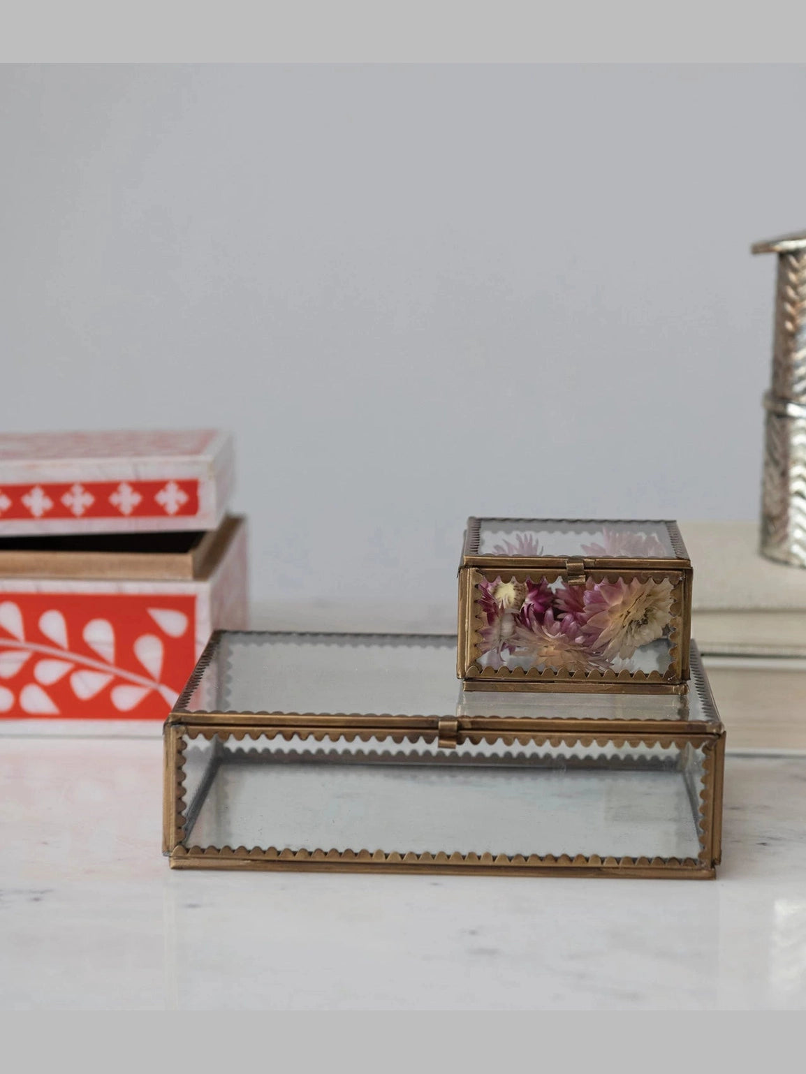 Brass & Glass Display Box w/ Scalloped Edges