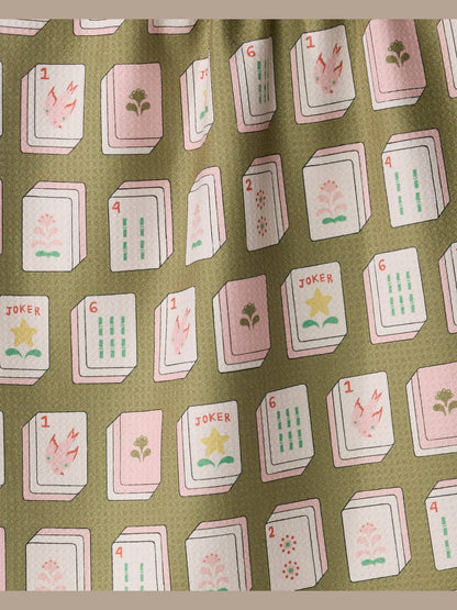 Flower Tiles Tea Towel: Pink
