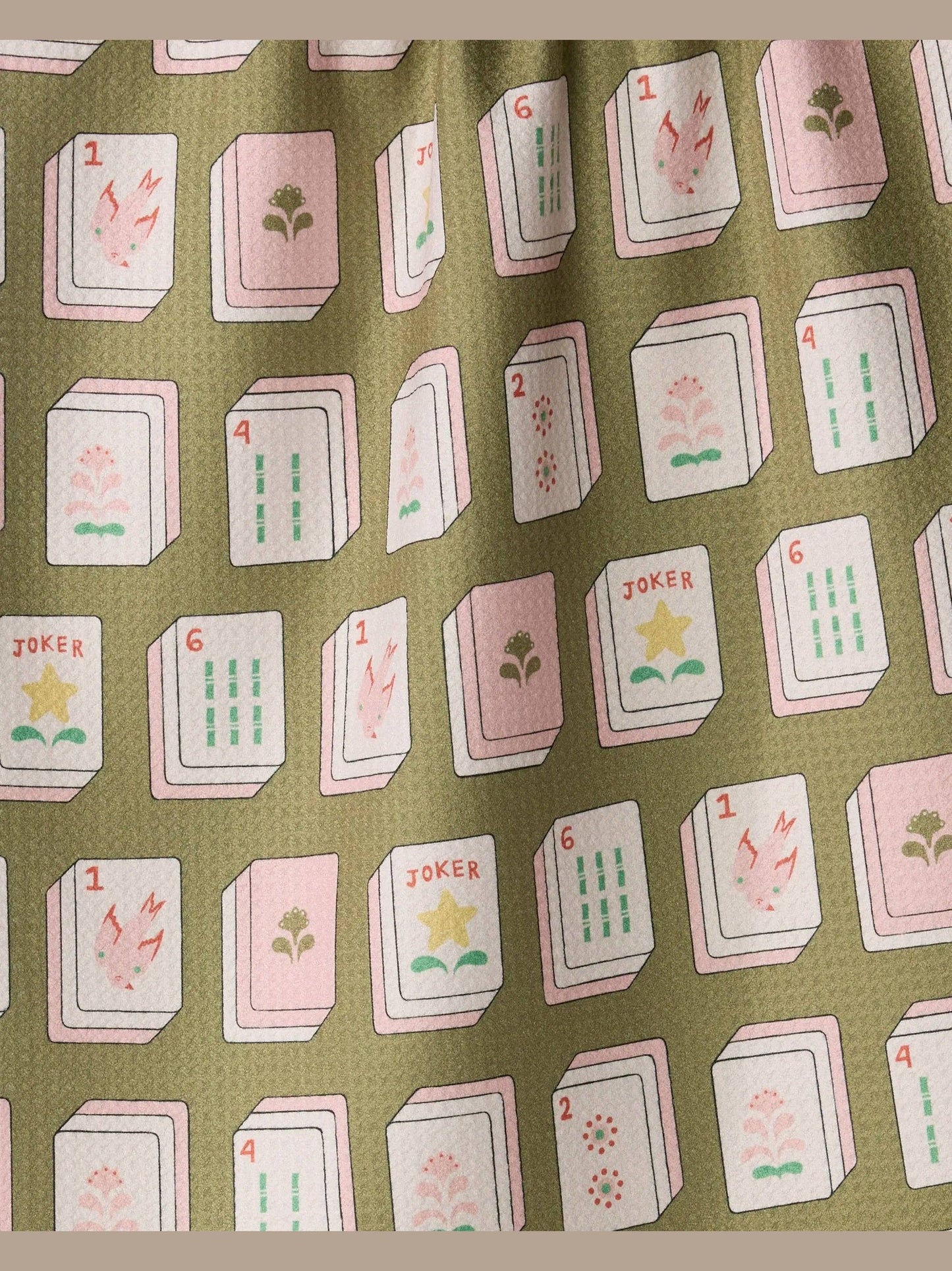 Flower Tiles Tea Towel: Green