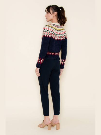 FAIR ISLE KNIT SWEATER BUTTON-DOWN CARDIGAN