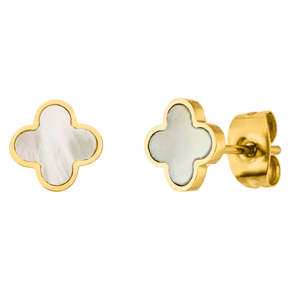 Clover pearl stud earrings | 18K gold plated: Gold
