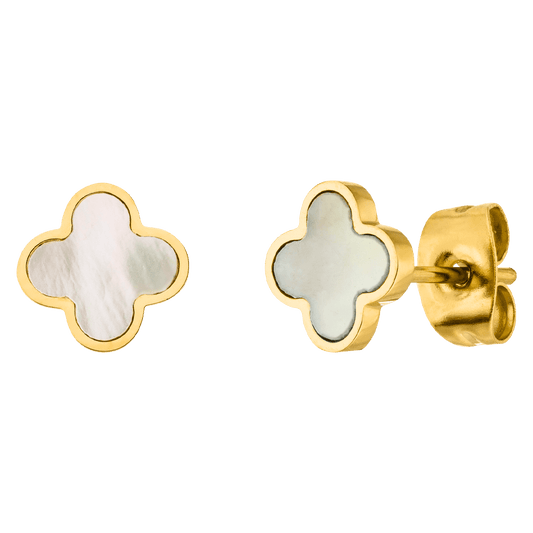 Clover pearl stud earrings | 18K gold plated: Gold