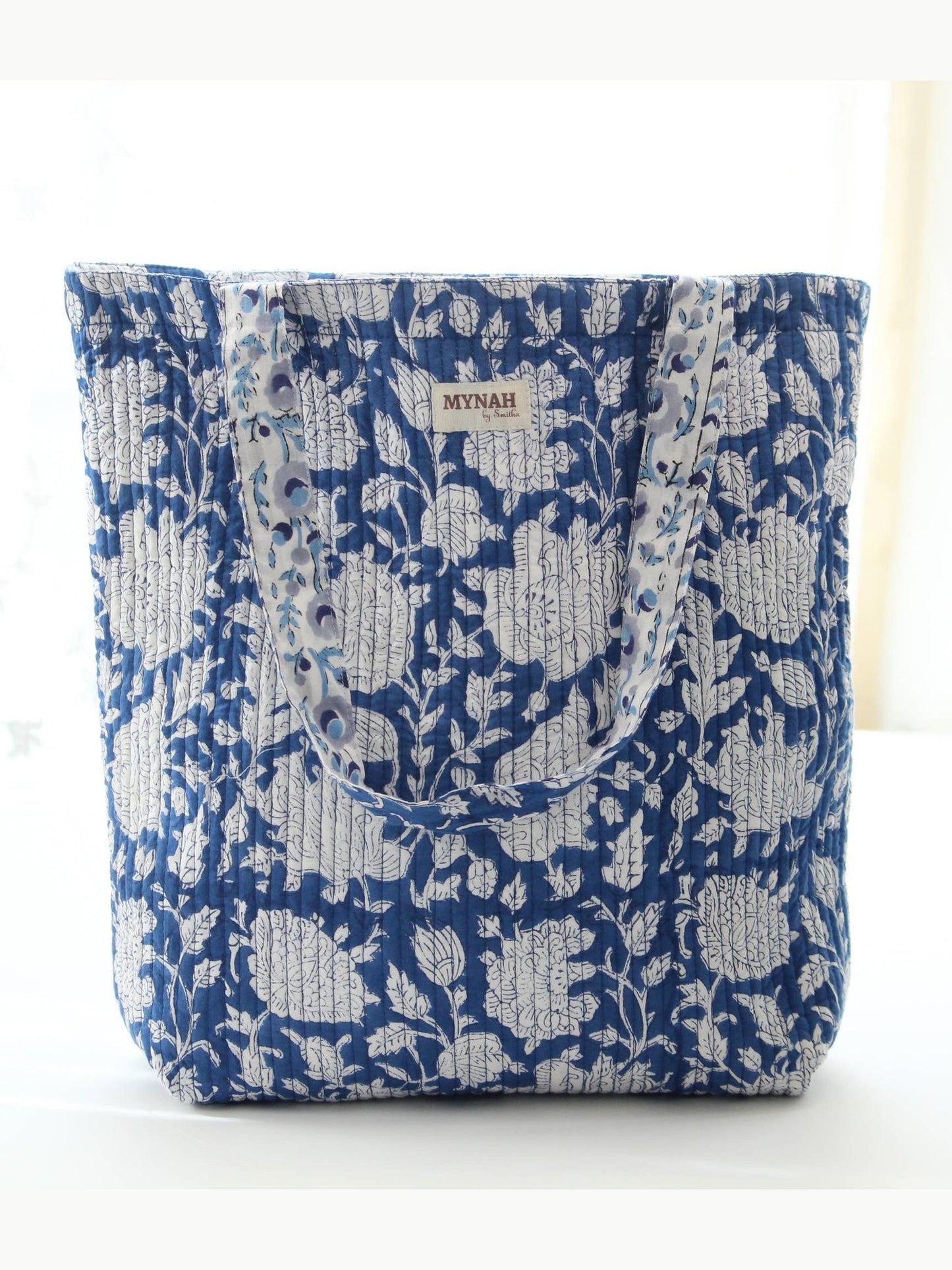 Porcelain floral print reversible tote bag-Small laptop bag